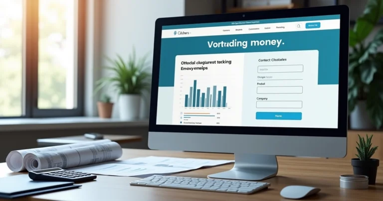 Tela de computador exibindo landing page profissional focada em conversão e geração de leads